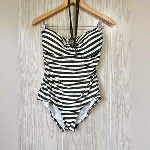 MICHAEL KORS One Piece Swimsuit , IVY/WHITE, SLIMMING FIT, SIZE 10, NEW WO/TAGS